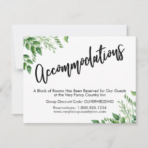 Waterverf Greenery Wedding Accommodations Save The Date