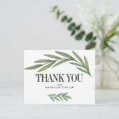 Waterverf Greenery Wedding Bedankt Briefkaart (Staand voorkant)