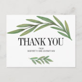 Waterverf Greenery Wedding Bedankt Briefkaart (Voorkant)