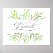 Waterverf Greenery Wedding Desert Signage Poster (Voorkant)