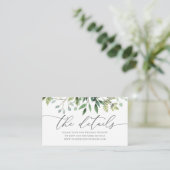 Waterverf Greenery Wedding Details Enclosure Card Informatiekaartje (Staand voorkant)
