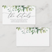 Waterverf Greenery Wedding Details Enclosure Card Informatiekaartje (Voorkant / Achterkant)