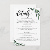 Waterverf Greenery Wedding Details Informatiekaartje (Voorkant / Achterkant)