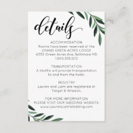 Waterverf Greenery Wedding Details Informatiekaartje