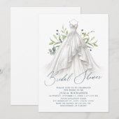 Waterverf Greenery Wedding Dress Vrijgezellenfeest Kaart (Voorkant / Achterkant)