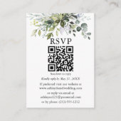 Waterverf Greenery Wedding Dusty Blue QR RSVP Informatiekaartje (Voorkant)