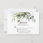 Waterverf Greenery Wedding Dusty Blue RSVP Kaartje (Voorkant)