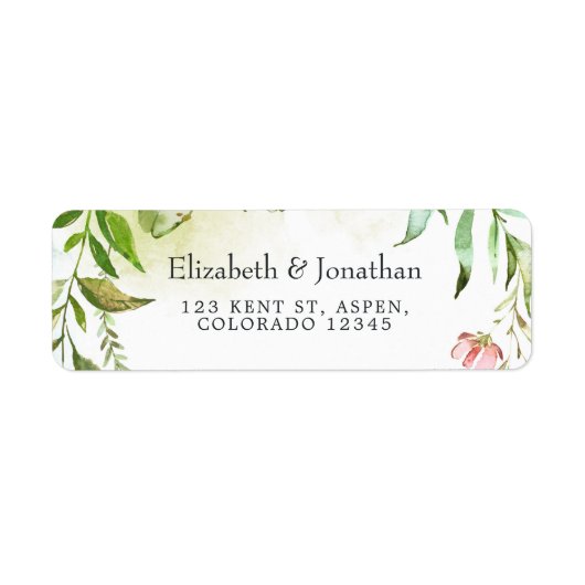 Waterverf Greenery Wedding Etiket (Voorkant)