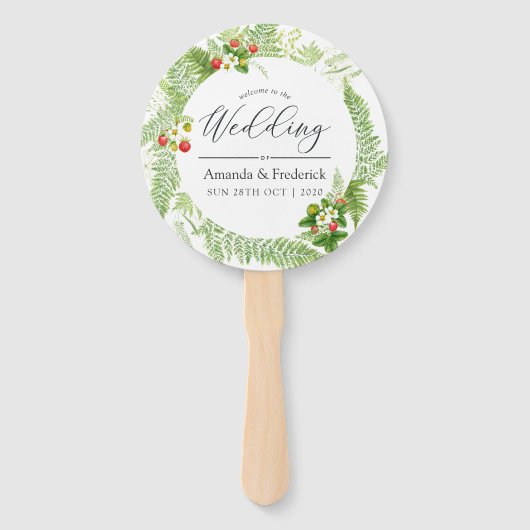 Waterverf Greenery Wedding Favor Handwaaier (Voorkant)