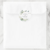 Waterverf Greenery Wedding Favors Ronde Sticker (Tas)