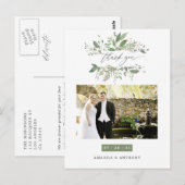 Waterverf Greenery Wedding Foto Dank je Briefkaart (Voorkant / Achterkant)