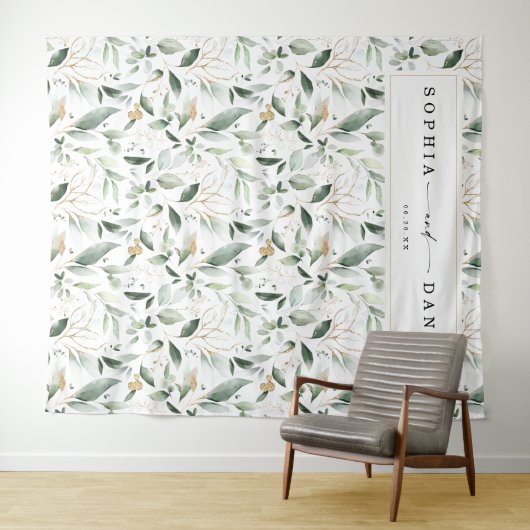 Waterverf Greenery Wedding Foto Prop Backdrop Wandkleed (In Situ (horizontaal))