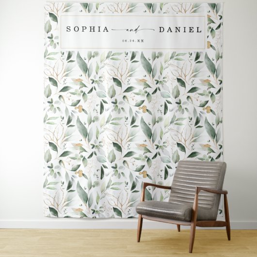 Waterverf Greenery Wedding Foto Prop Backdrop Wandkleed (In situ)