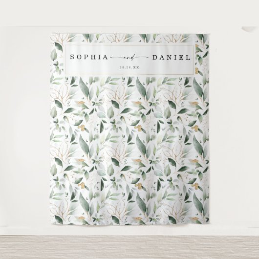 Waterverf Greenery Wedding Foto Prop Backdrop Wandkleed (Voorkant)