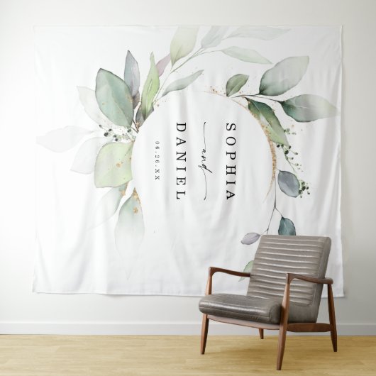 Waterverf Greenery Wedding Foto Prop Backdrop Wandkleed (In Situ (horizontaal))