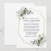 Waterverf Greenery Wedding Geometric Lijst Kaart (Voorkant / Achterkant)