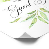Waterverf Greenery Wedding Guest Book Signage Poster (Hoek)