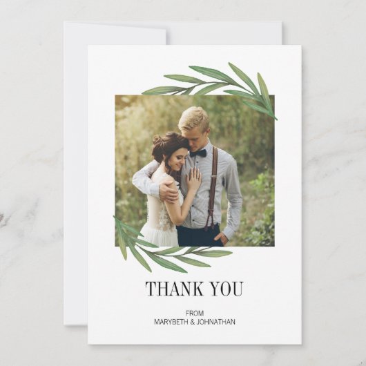 Waterverf Greenery Wedding Hartelijk dank Bedankkaart (Voorkant)