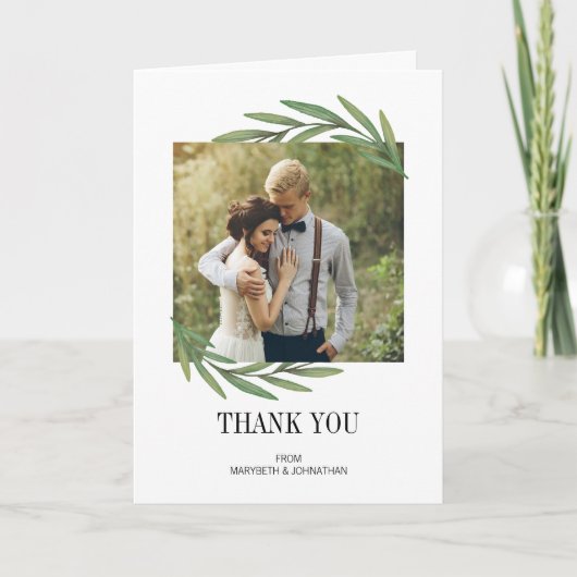 Waterverf Greenery Wedding Hartelijk dank Bedankkaart (Voorkant)