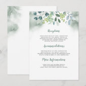 Waterverf Greenery Wedding Informatie Gast Informatiekaartje (Voorkant / Achterkant)