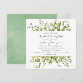 Waterverf Greenery Wedding Invitation Kaart (Voorkant / Achterkant)