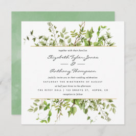 Waterverf Greenery Wedding Invitation Kaart