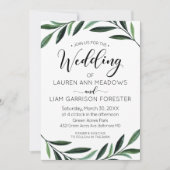 Waterverf Greenery Wedding Invitation Kaart (Voorkant)