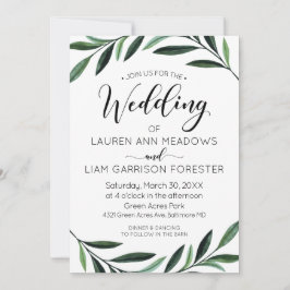 Waterverf Greenery Wedding Invitation Kaart