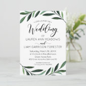 Waterverf Greenery Wedding Invitation Kaart (Staand voorkant)