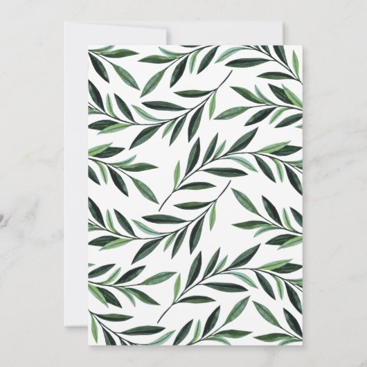 Waterverf Greenery Wedding Invitation Kaart (Achterkant)