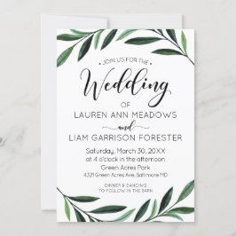 Waterverf Greenery Wedding Invitation Kaart