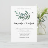Waterverf Greenery Wedding Invitation Kaart (Staand voorkant)