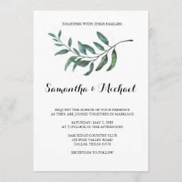 Waterverf Greenery Wedding Invitation Kaart
