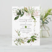 Waterverf Greenery Wedding Kaart (Staand voorkant)