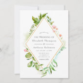 Waterverf Greenery Wedding Kaart (Voorkant)