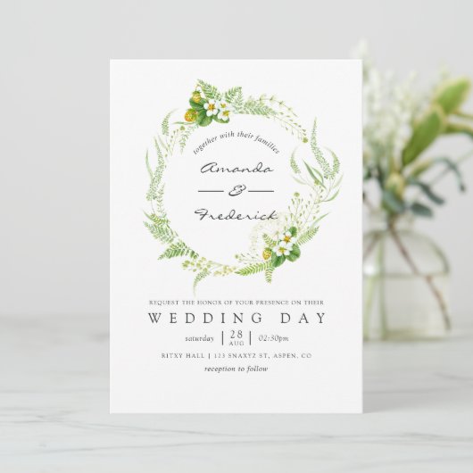Waterverf Greenery Wedding Kaart (Staand voorkant)