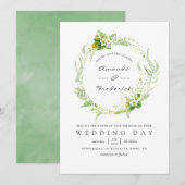 Waterverf Greenery Wedding Kaart (Voorkant / Achterkant)