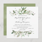 Waterverf Greenery Wedding Kaart (Voorkant / Achterkant)
