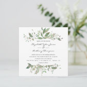 Waterverf Greenery Wedding Kaart (Staand voorkant)