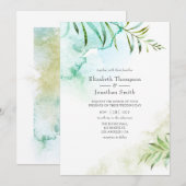Waterverf Greenery Wedding Kaart (Voorkant / Achterkant)