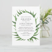 Waterverf Greenery Wedding Kaart (Staand voorkant)