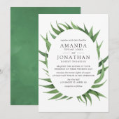 Waterverf Greenery Wedding Kaart (Voorkant / Achterkant)
