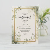 Waterverf Greenery Wedding Kaart (Staand voorkant)