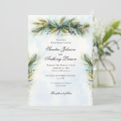 Waterverf Greenery Wedding Kaart (Staand voorkant)