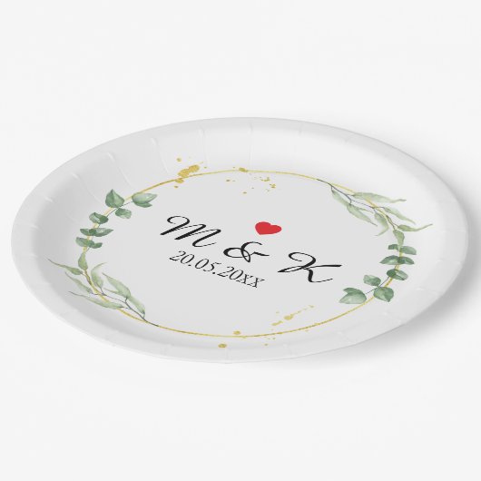 Waterverf Greenery Wedding Papieren Bordje (Gekanteld)