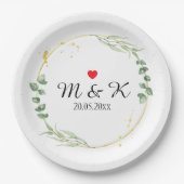 Waterverf Greenery Wedding Papieren Bordje (Voorkant)