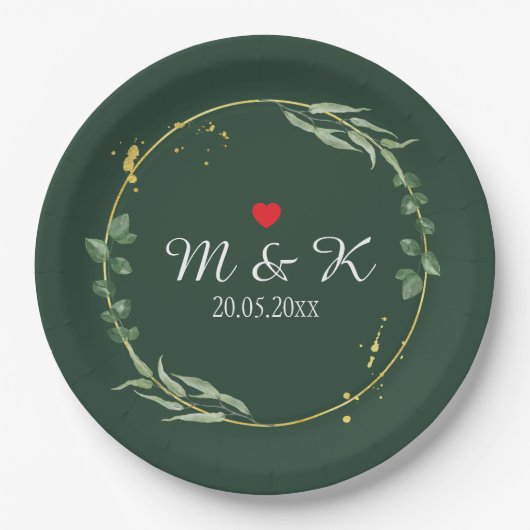 Waterverf Greenery Wedding Papieren Bordje (Voorkant)