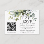 Waterverf Greenery Wedding QR RSVP Dusty Blue Informatiekaartje (Voorkant)