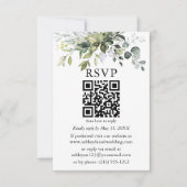 Waterverf Greenery Wedding QR RSVP Kaart (Voorkant)