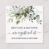 Waterverf Greenery Wedding Registry Foto Informatiekaartje (Voorkant)